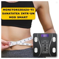 Cantar de Baie Smart cu Analiza Corporala si Bluetooth, Termometru, Ecran LCD, Negru, Maxim 180kg