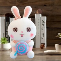 Jucarie din Plus, Iepuras cu Bombonica Colorata, Moale si Pufos, 30 cm