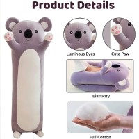 Jucarie din Plus Moale Urs Koala, Perna Lunga de 65cm, Bumbac Hipoalergenic, Gri Catifelat