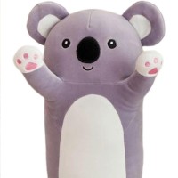 Jucarie din Plus Moale Urs Koala, Perna Lunga de 65cm, Bumbac Hipoalergenic, Gri Catifelat