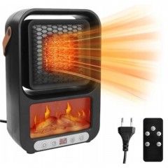 Mini Aeroterma de Birou cu Efect de Semineu, 500W, Rotire la 360 Grade, Portabila si Compacta