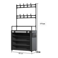 Organizator Incaltaminte, Cuier, 171 cm Inaltime, 4 Rafturi, 12 Perechi, 8 Carlige, PVC