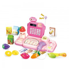 Set de Rol Supermarket cu Casa de Marcat si Accesorii, 29 de Piese, Jucarie Interactiva, Roz