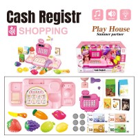 Set de Rol Supermarket cu Casa de Marcat si Accesorii, 29 de Piese, Jucarie Interactiva, Roz