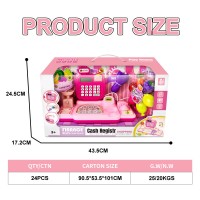 Set de Rol Supermarket cu Casa de Marcat si Accesorii, 29 de Piese, Jucarie Interactiva, Roz