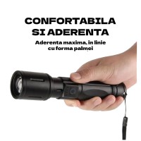 Lanterna Profesionala cu LED XHP100 si Zoom Telescopic, Incarcare USB, Corp din Aliaj de Aluminiu