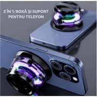 Boxa Portabila cu Bluetooth, 5W, Prindere MagSafe si Inel Magnetic, Suport Telefon 2 in 1, RGB