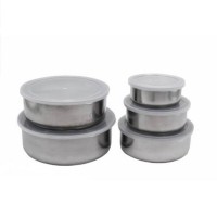 Set de 5 Cutii din Metal cu Capac pentru Depozitare Alimente, Practice si Rezistente, Inox
