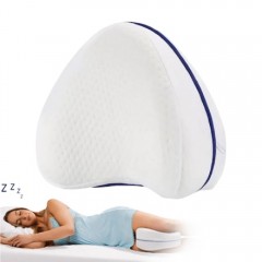 Perna Ortopedica pentru Genunchi din Spuma cu Memorie, Banda de Fixare si Husa Detasabila, Alba