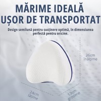 Perna Ortopedica pentru Genunchi din Spuma cu Memorie, Banda de Fixare si Husa Detasabila, Alba