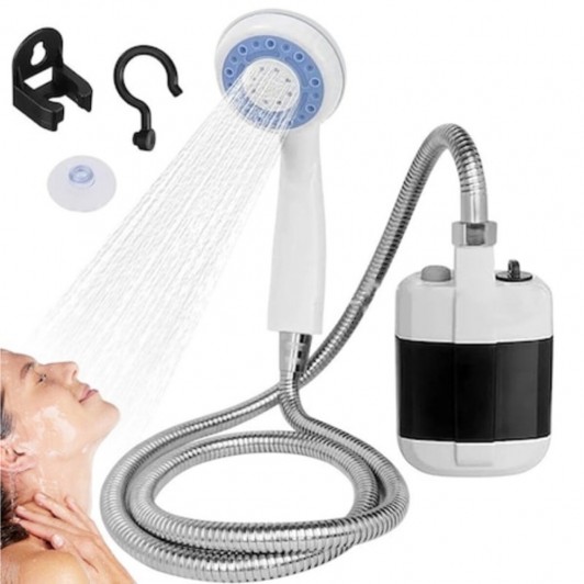 Dus Portabil Electric pentru Camping cu Acumulator 2200mAh, Furtun de 1.5m, Material din ABS Dus Portabil Electric pentru Camping cu Acumulator 2200mAh, Furtun de 1.5m, Material din ABS