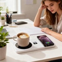 Suport de Cana cu Incalzire Electrica si Incarcare Wireless, Control de Temperatura, Smart