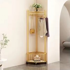 Cuier Vertical pentru Colt, Structura din Metal, Mobil cu Roti, Organizator pentru Haine, Auriu