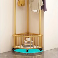 Cuier Vertical pentru Colt, Structura din Metal, Mobil cu Roti, Organizator pentru Haine, Auriu
