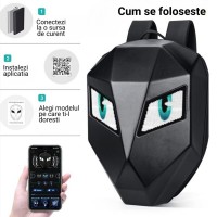 Rucsac Modern cu Ecran LED, Protectie la Apa, Centuri de Siguranta, Design Ergonomic, Negru