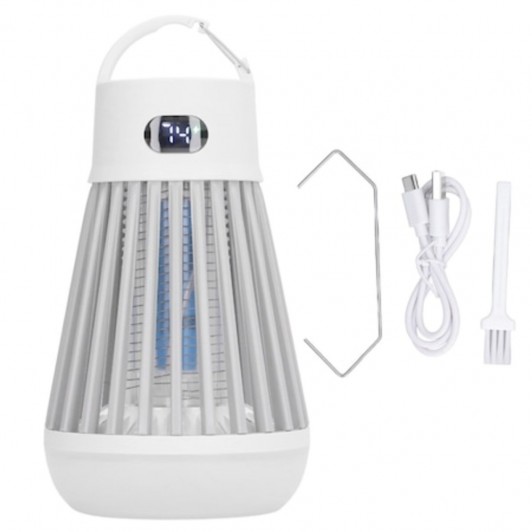 Lampa 2 in 1 impotriva Insectelor, Ideala pentru Camping, Protectie la Apa, Portabila, Alb