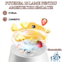 Mini Blender pentru Smoothie si Shake, 10 Lame, 21000 RPM, 2 Recipiente Incluse, Portabil Mini Blender pentru Smoothie si Shake, 10 Lame, 21000 RPM, 2 Recipiente Incluse, Portabil