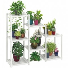 Raft Metalic pentru Flori, Model Scara, 6 Niveluri de Depozitare, Rezistent si Stabil, Alb