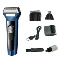 Set de Ingrijire 3 in 1, Masina de Tuns si Ras, Trimmer pentru Nas, Incarcare USB, Albastru