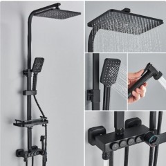 Coloana de Dus Premium, 4 Functii, Dus Fix Tip Ploaie, Para de Mana, Negru