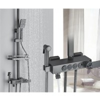 Coloana de Dus Premium, 4 Functii, Dus Fix Tip Ploaie, Para de Mana, Negru