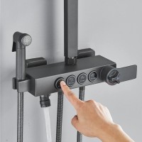 Coloana de Dus Premium, 4 Functii, Dus Fix Tip Ploaie, Para de Mana, Negru