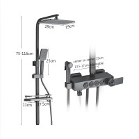Coloana de Dus Premium, 4 Functii, Dus Fix Tip Ploaie, Para de Mana, Negru