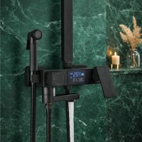 Sistem de Dus Premium cu Ecran LCD, 5 Moduri de Curgere, Dus Ploaie si Para, Negru Mat