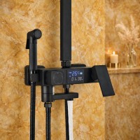 Sistem de Dus Premium cu Ecran LCD, 5 Moduri de Curgere, Dus Ploaie si Para, Negru Mat