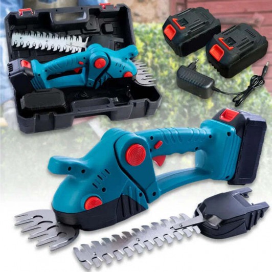 Foarfeca Electrica 2 in 1 pentru Gradina, 2 Acumulatori de 36V, pentru Iarba si Gard Viu Foarfeca Electrica 2 in 1 pentru Gradina, 2 Acumulatori de 36V, pentru Iarba si Gard Viu