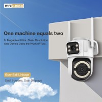 Camera Supraveghere Dubla cu WiFi, Rezolutie 3MP, Rezistenta la Apa, Interior si Exterior Camera Supraveghere Dubla cu WiFi, Rezolutie 3MP, Rezistenta la Apa, Interior si Exterior