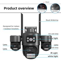 Camera WiFi cu 3 Lentile, Rezistenta la Apa, Vedere de Noapte, Rezolutie 3MP, Alarma si Difuzor