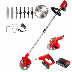 Trimmer electric, acumulator 48V, 1500 W, tija extensibila, rotire 180 de grade, Rosu