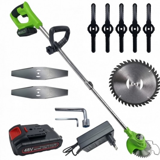 Trimmer electric, acumulator 48V, 1500 W, tija extensibila, rotire 180 de grade, Verde Trimmer electric, acumulator 48V, 1500 W, tija extensibila, rotire 180 de grade, Verde