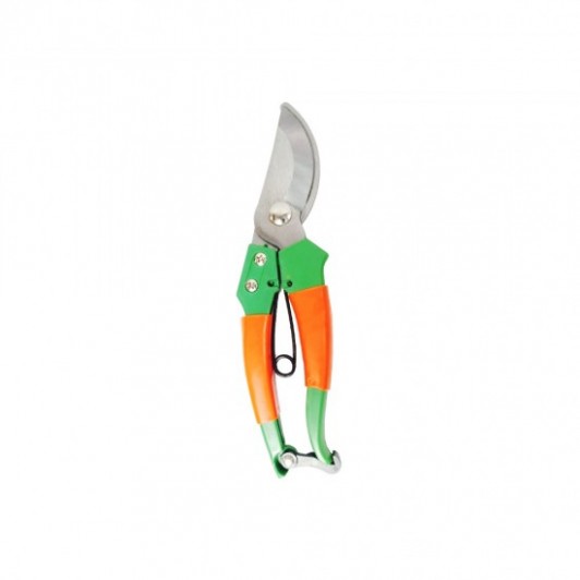 Foarfeca vie, Manere ergonomice din aluminiu acoperit cu PVC, portocaliu-verde