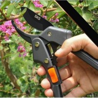 Foarfeca vie, gradina SK5, Otel carbon, Reglabila, 20 cm, 8'', Negru cu buton portocaliu, Premium