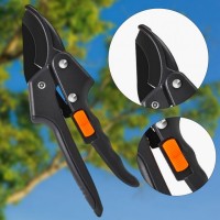 Foarfeca vie, gradina SK5, Otel carbon, Reglabila, 20 cm, 8'', Negru cu buton portocaliu, Premium