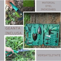 Trusa de gradinarit completa, cu 10 piese, servieta plastic verde
