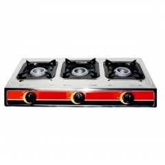 Plita gatit portabila - aragaz din Inox, 3 arzatoare, Alimentare GPL, 72 x 40 x 10 cm