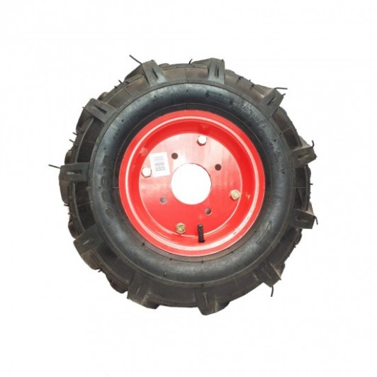 Roata motocultor 400-8, tractiune optima si stabilitate, Flansa Rosie