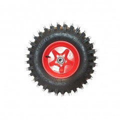 Roata motocultor 400-8, ax de 20 mm, tractiune optima si stabilitate, Flansa Rosie tip America Roata motocultor 400-8, ax de 20 mm, tractiune optima si stabilitate, Flansa Rosie tip America