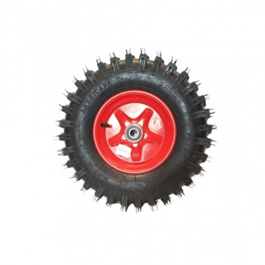 Roata motocultor 400-8, ax de 20 mm, tractiune optima si stabilitate, Flansa Rosie tip America
