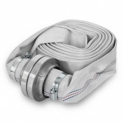 Furtun pompier 2'', 20M, 8 Bari, din material textil, cauciucat pe interior, Alb, cu Cuple