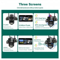 Camera Supraveghere Tripla cu WiFi, 9MP, 3 Lentile, de Exterior, PTZ, Detectie de Miscare, EF166-9