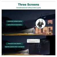 Camera Supraveghere Tripla cu WiFi, 9MP, 3 Lentile, de Exterior, PTZ, Detectie de Miscare, EF166-9