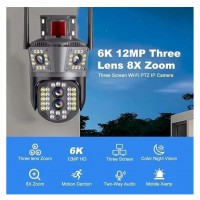 Camera Supraveghere Tripla 4K Wi-Fi, Zoom 10x, PTZ, Detectare Umana, Auto Tracking, IP66, EF112-21