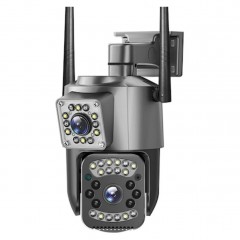 Camera de Supraveghere cu Wi-Fi, 8MP, 4K, Lentila Dubla, Zoom 10x, PTZ, IP66, Neagra, EF112-17