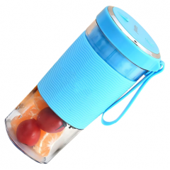 Mini Blender Portabil, Fructe, Legume, Electric, 450ml, 2 Lame, USB, Albastru Deschis, EF165-13-A
