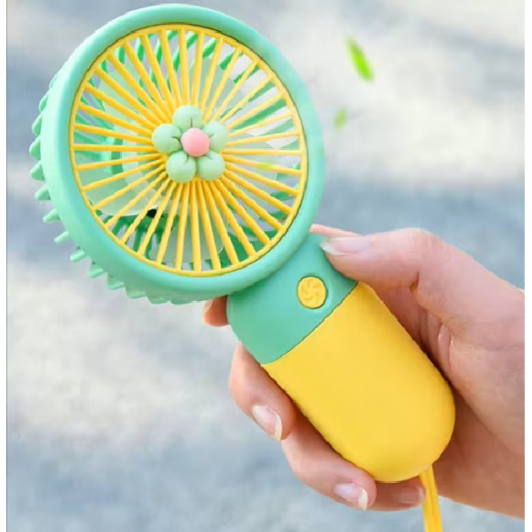 Mini Ventilator Portabil de Mana, Reincarcabil, USB, Galben-Verde, EF170-2