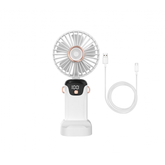 Ventilator mini portabil, 5 viteze, alb, 19.3x9x4.5cm, EF169-6-2